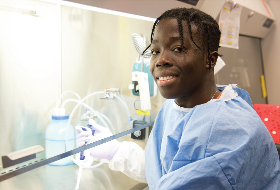 student in lab