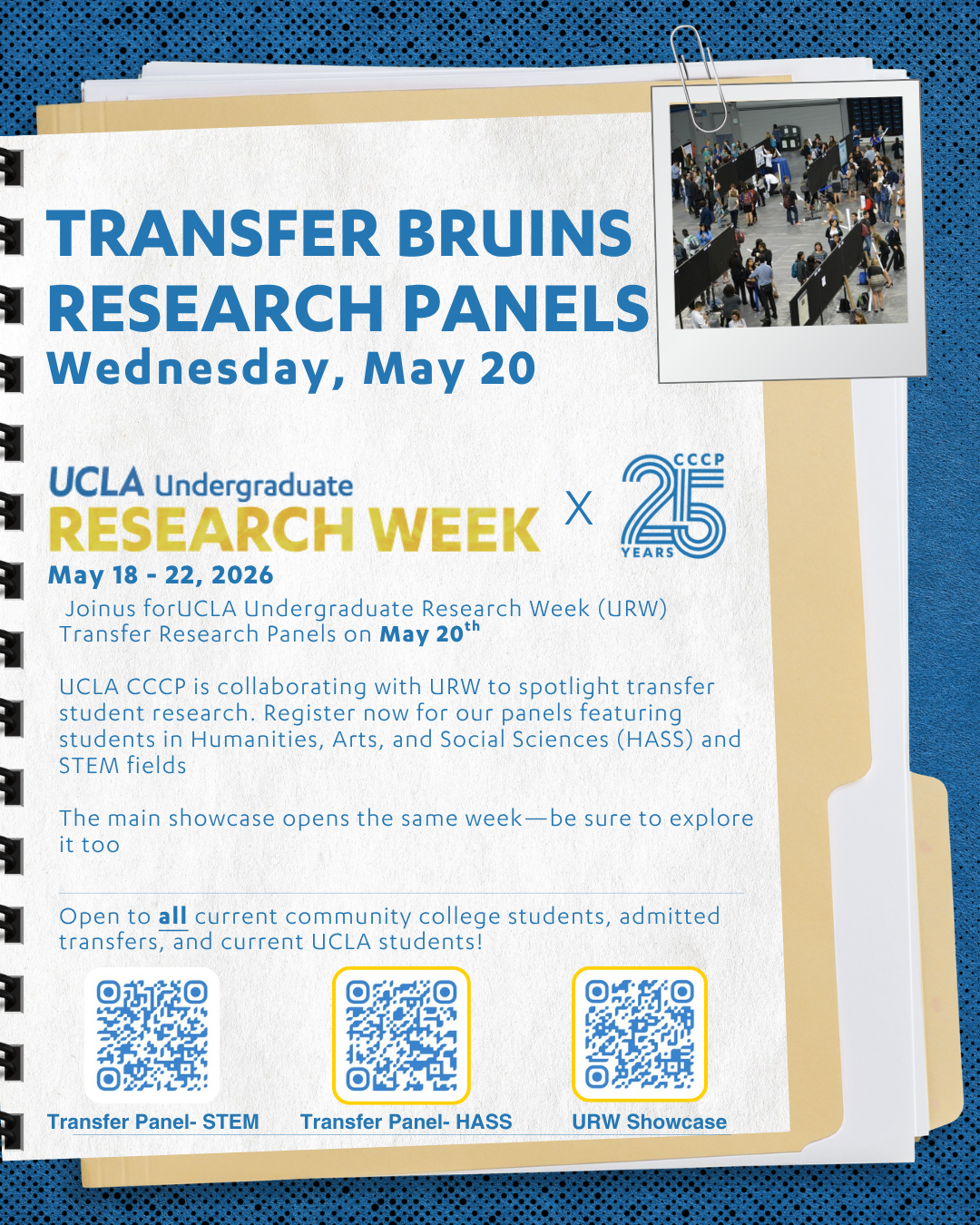 Transfer Bruins Research Panels flyer with image of Polaroid picture